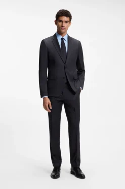 BOSS ONE Regular-fit trousers in virgin-wool serge