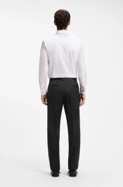 BOSS ONE Regular-fit tuxedo trousers in virgin-wool serge