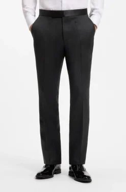 BOSS ONE Regular-fit tuxedo trousers in virgin-wool serge