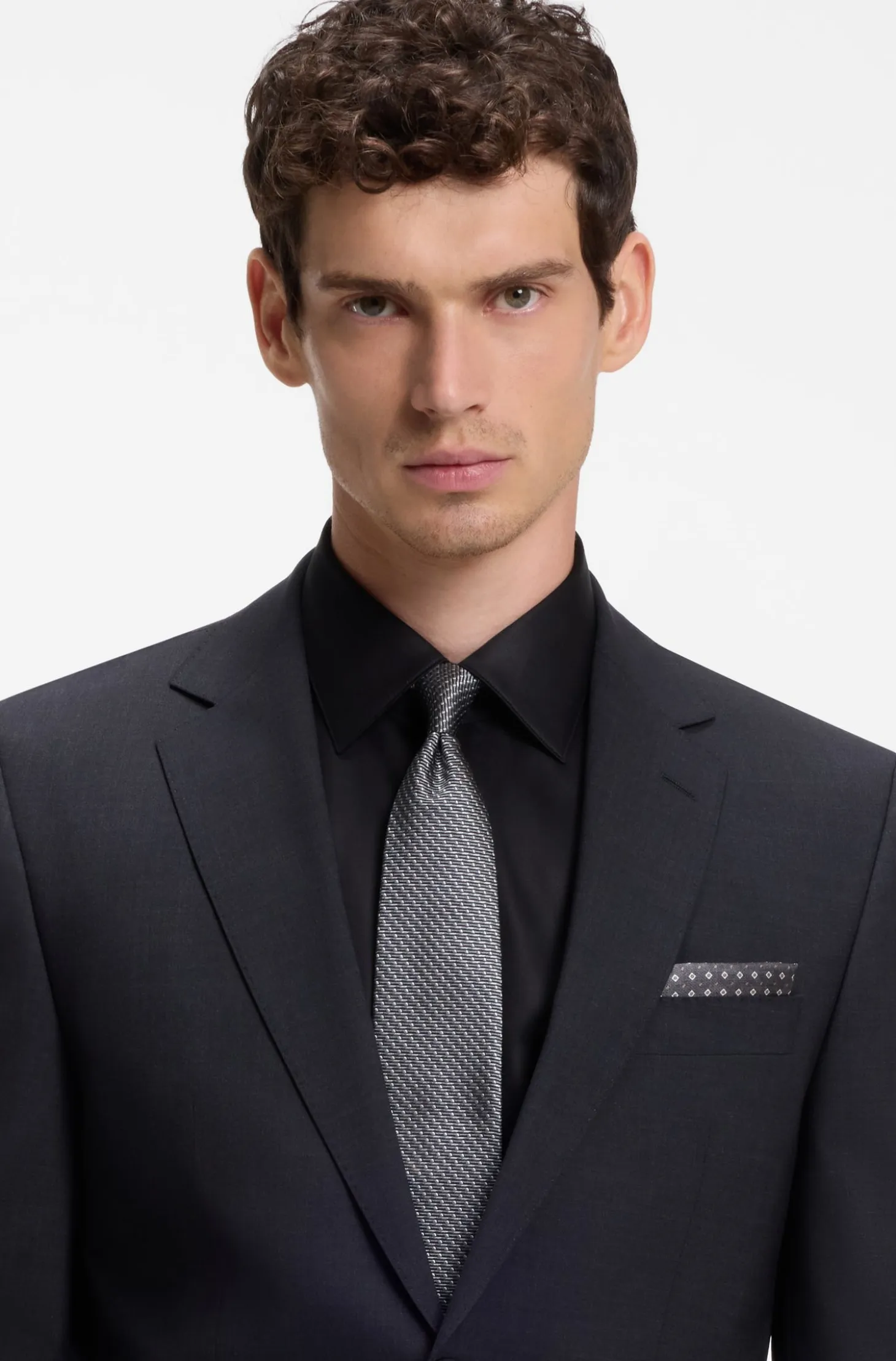 BOSS ONE Silk pocket square with printed pattern