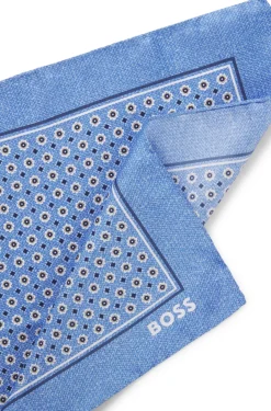BOSS ONE Silk pocket square with digital print and logo