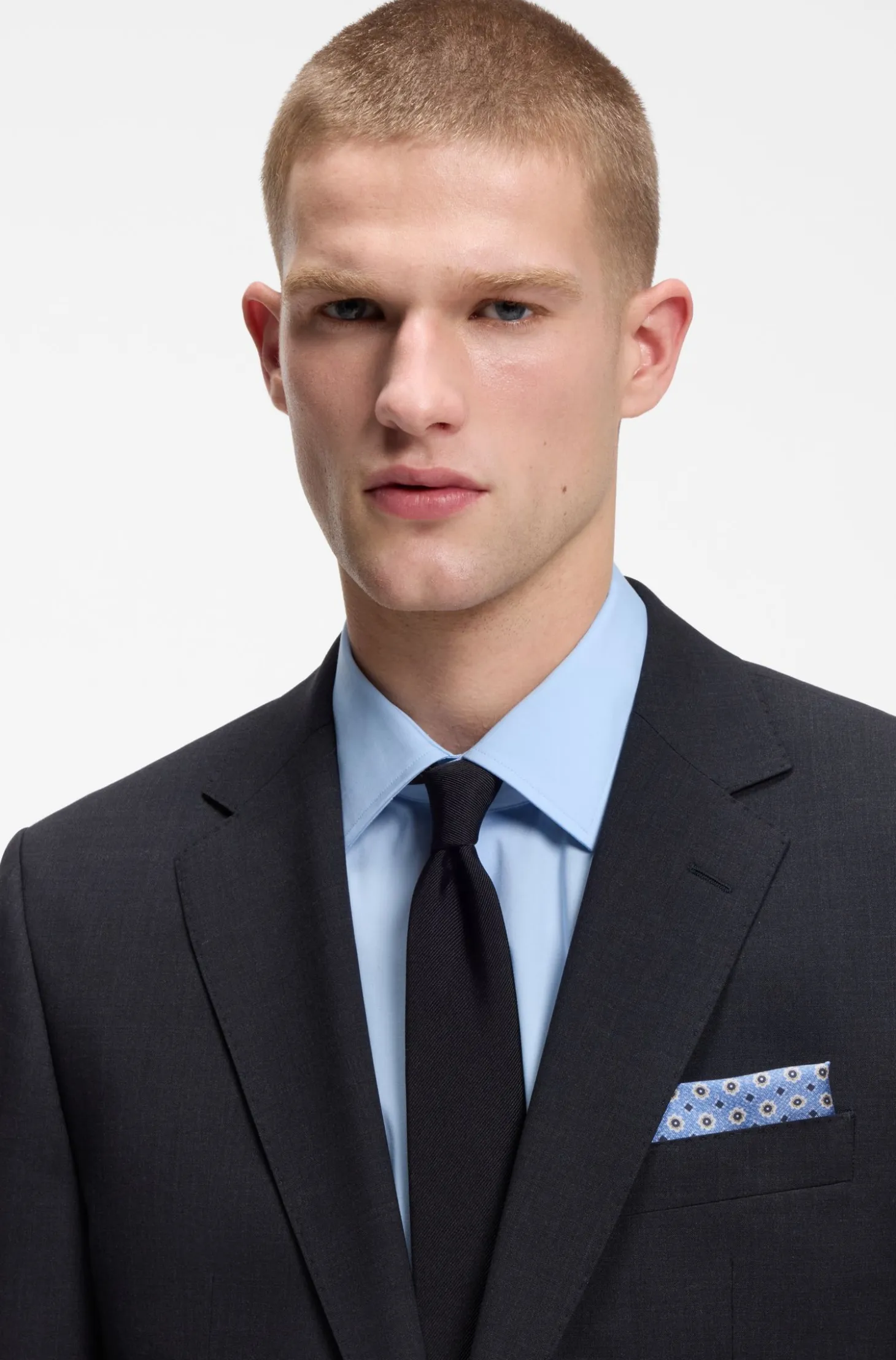 BOSS ONE Silk pocket square with digital print and logo