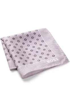 BOSS ONE Silk pocket square with digital print and logo