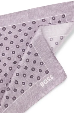 BOSS ONE Silk pocket square with digital print and logo