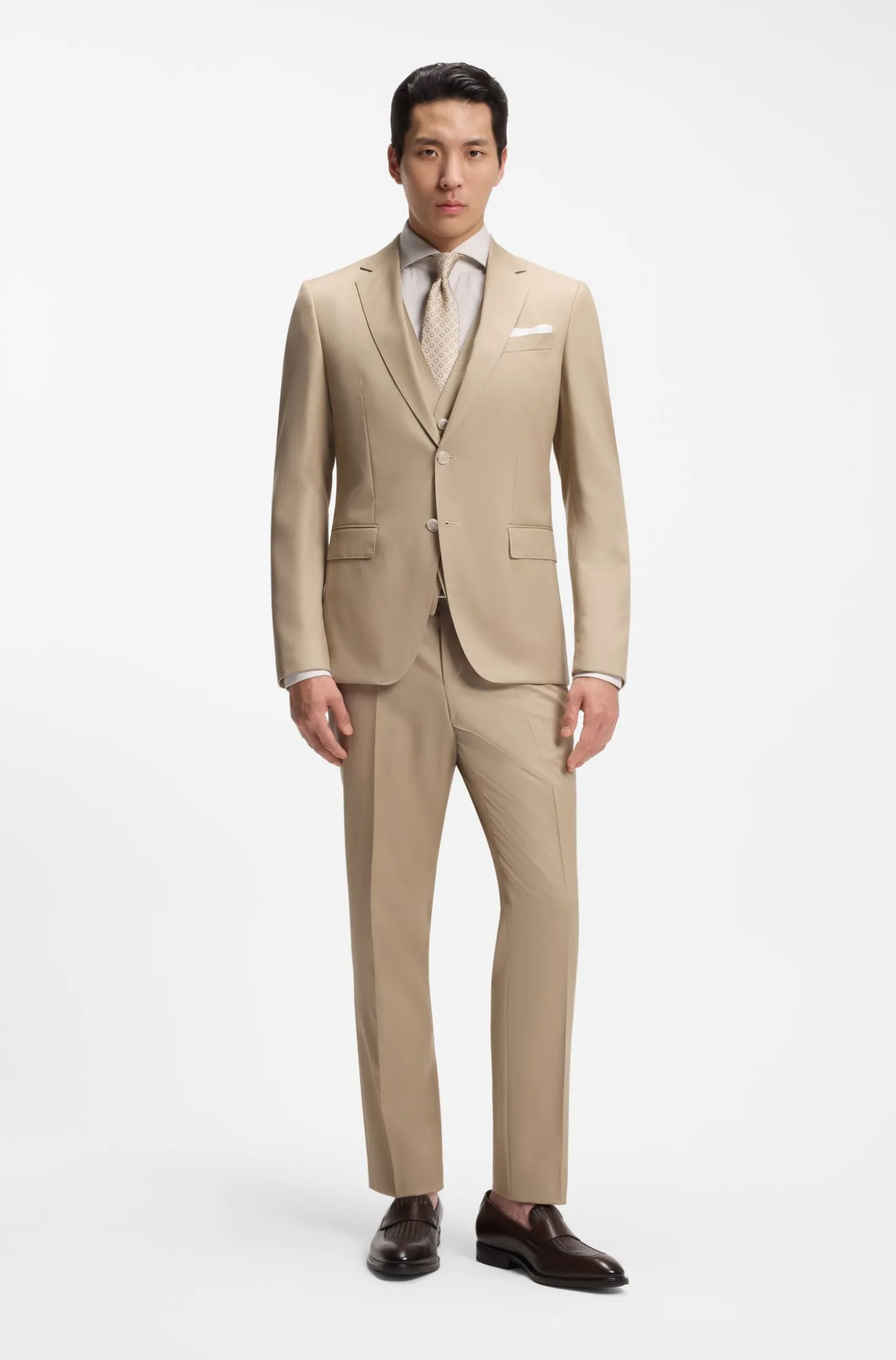 BOSS ONE Slim-fit shirt in a structured cotton blend