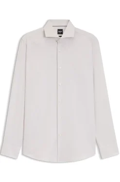 BOSS ONE Slim-fit shirt in a structured cotton blend