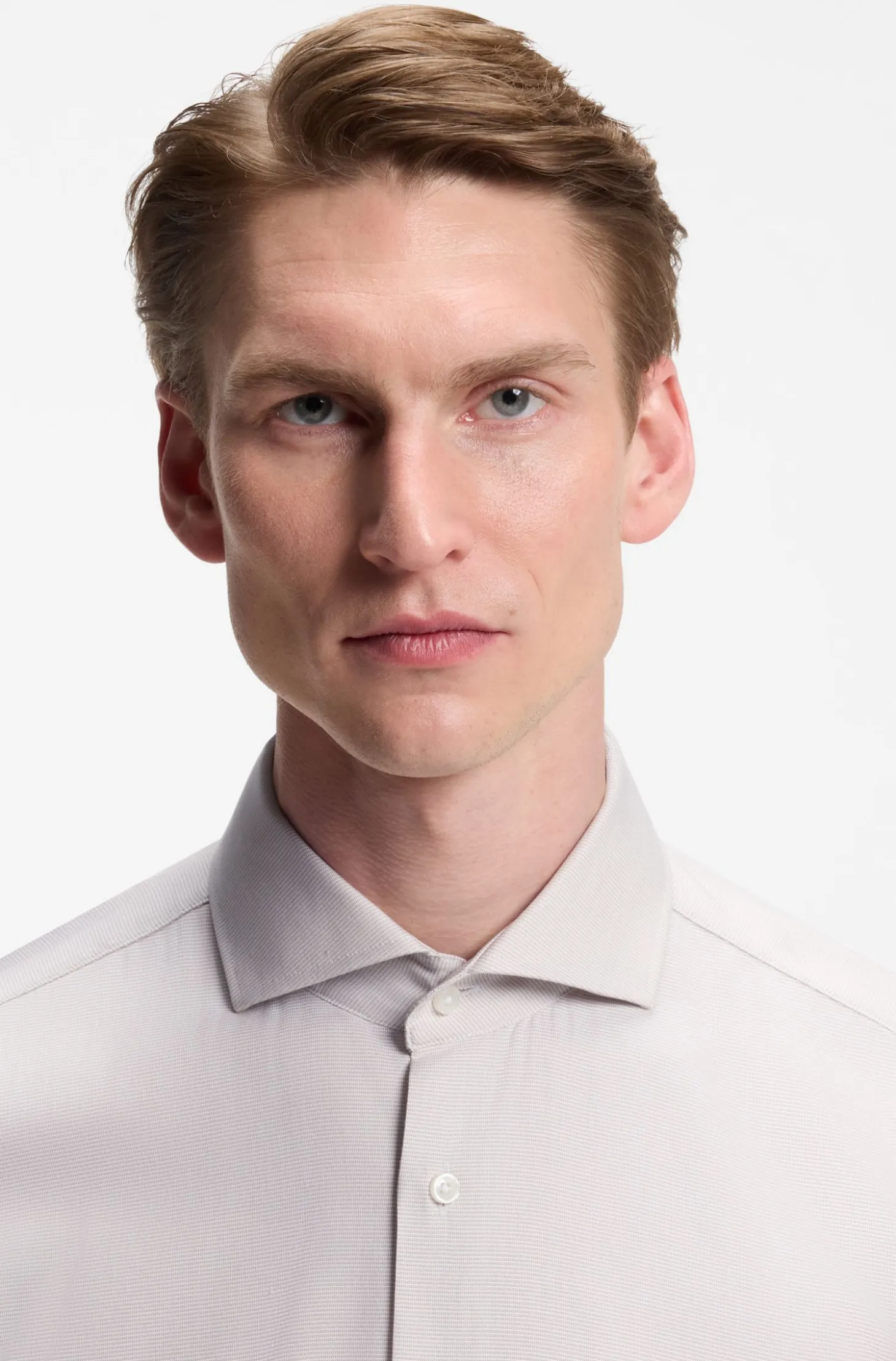 BOSS ONE Slim-fit shirt in a structured cotton blend