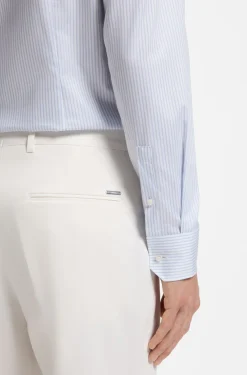BOSS ONE Slim-fit shirt in striped cotton twill