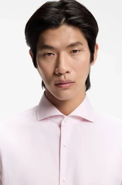 BOSS ONE Slim-fit shirt in striped cotton twill