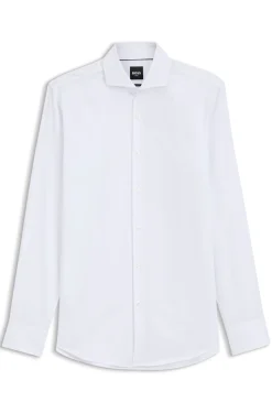 BOSS ONE Slim-fit shirt in wrinkle-resistant Oxford cotton