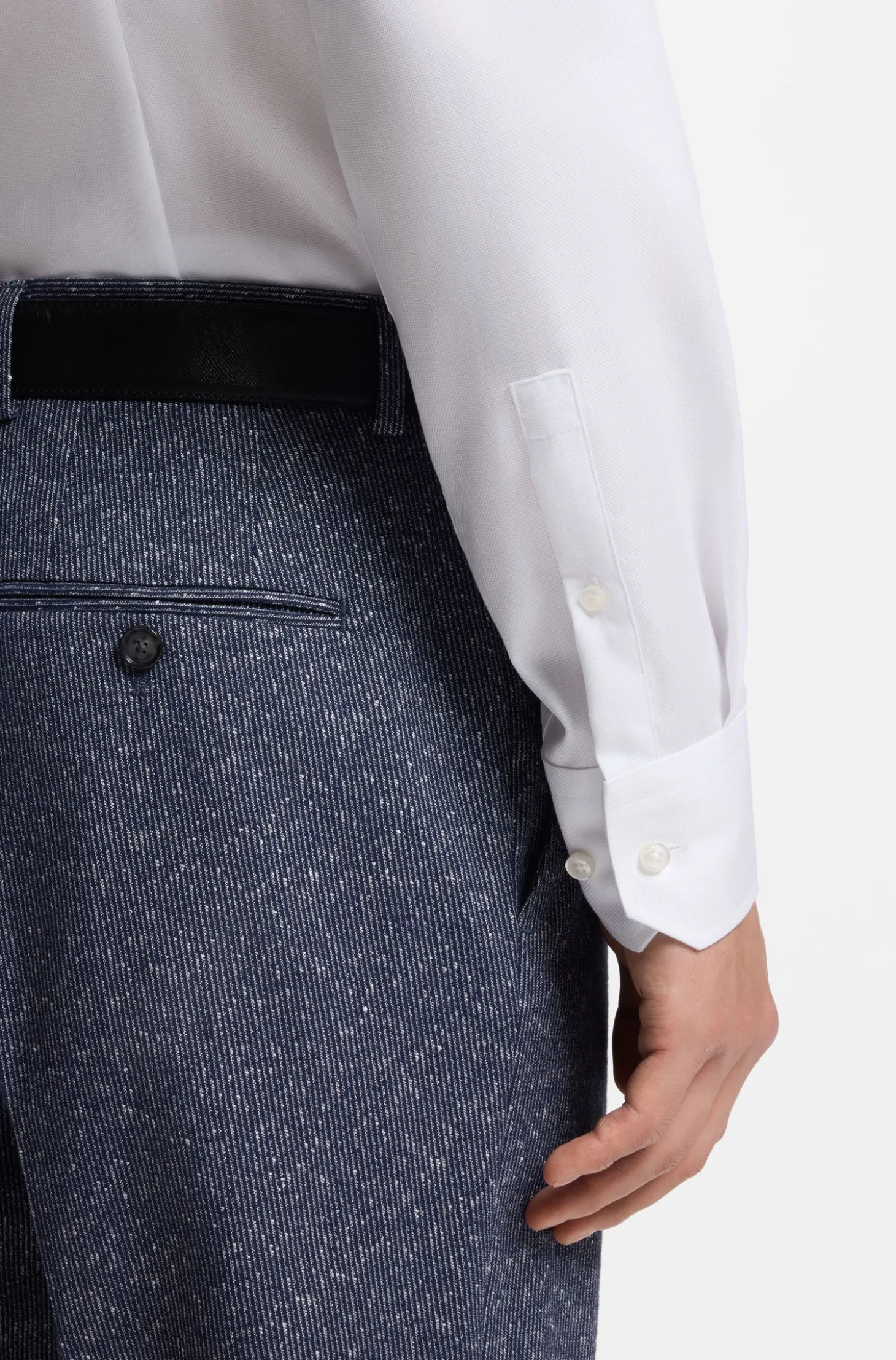 BOSS ONE Slim-fit shirt in wrinkle-resistant Oxford cotton