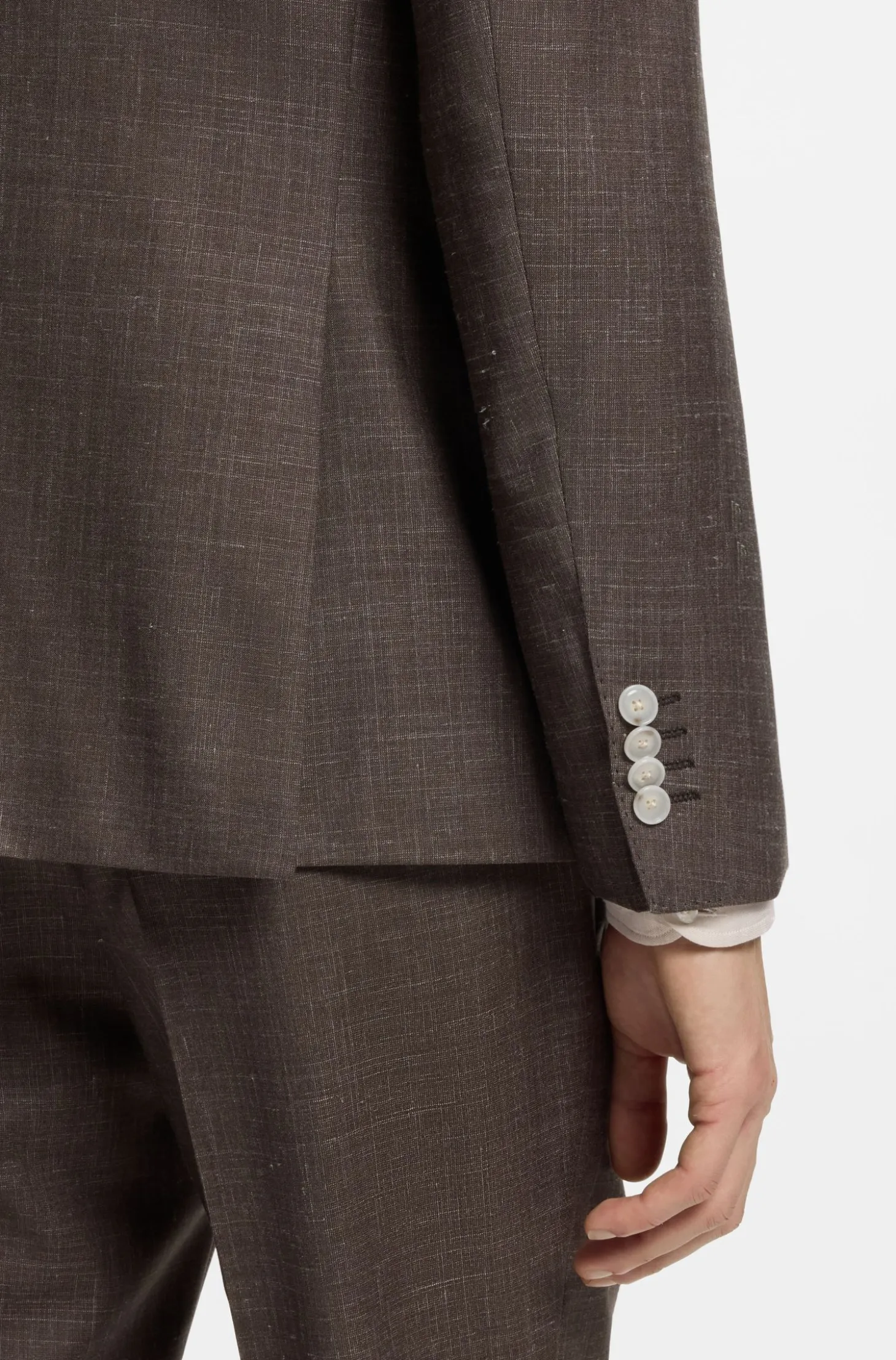 BOSS ONE Slim-fit suit jacket in wool, silk and linen