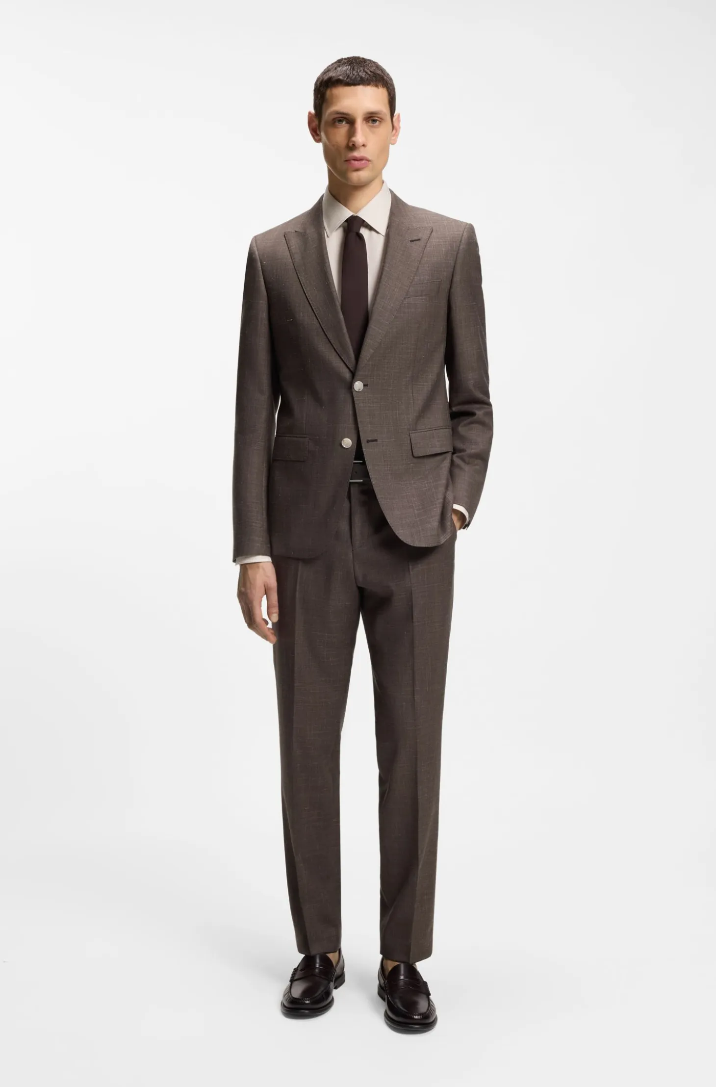 BOSS ONE Slim-fit suit jacket in wool, silk and linen