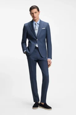 BOSS ONE Slim-fit suit jacket in wool, silk and linen