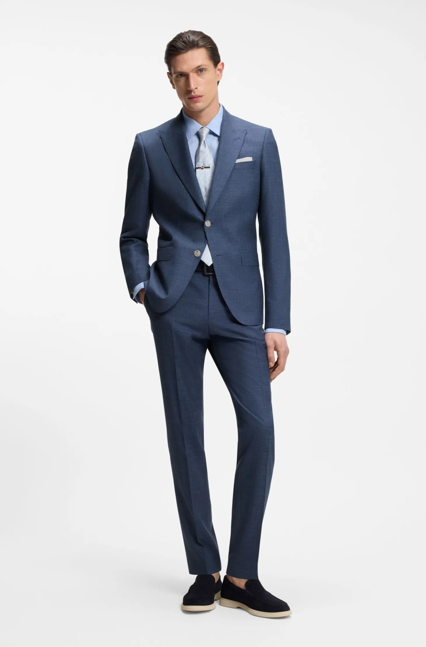 BOSS ONE Slim-fit suit jacket in wool, silk and linen