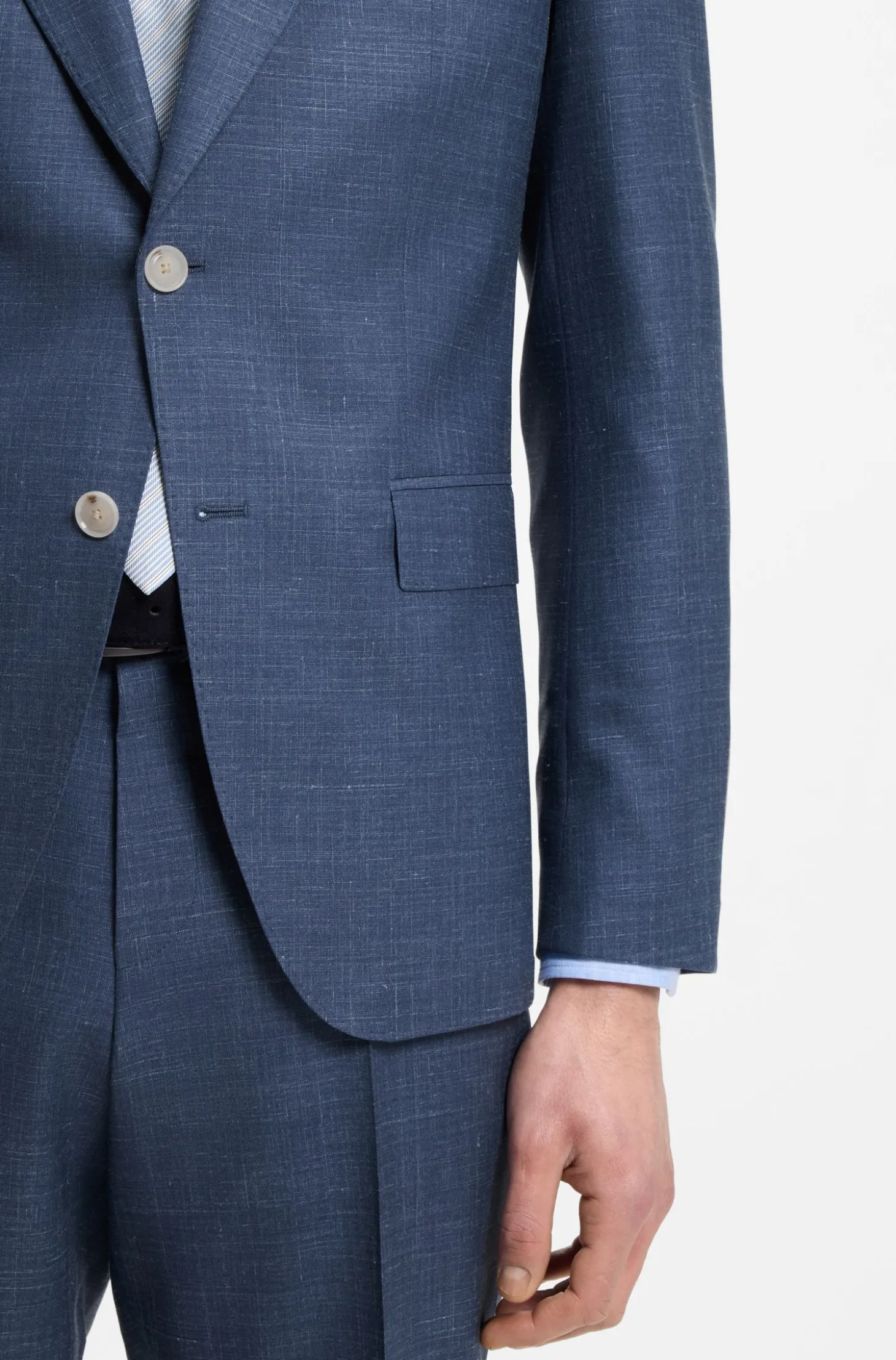 BOSS ONE Slim-fit suit jacket in wool, silk and linen