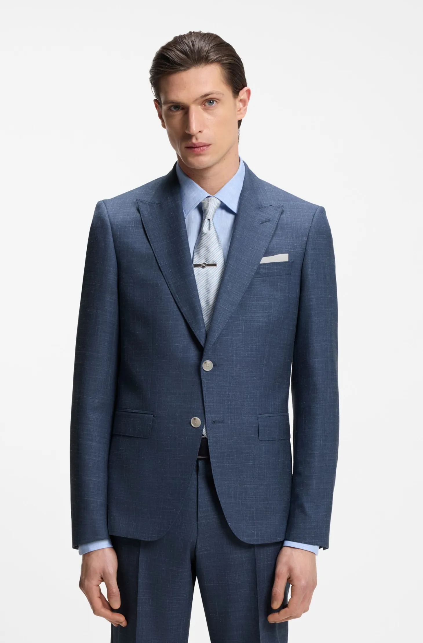 BOSS ONE Slim-fit suit jacket in wool, silk and linen