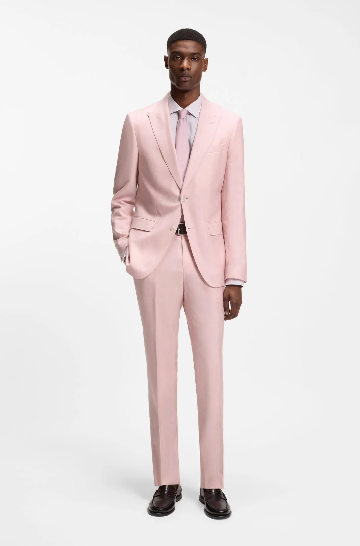 BOSS ONE Slim-fit suit jacket in wool, silk and linen