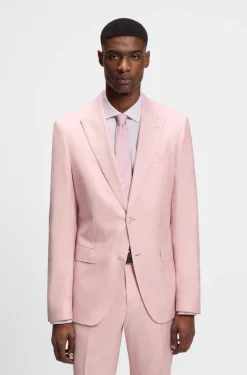BOSS ONE Slim-fit suit jacket in wool, silk and linen