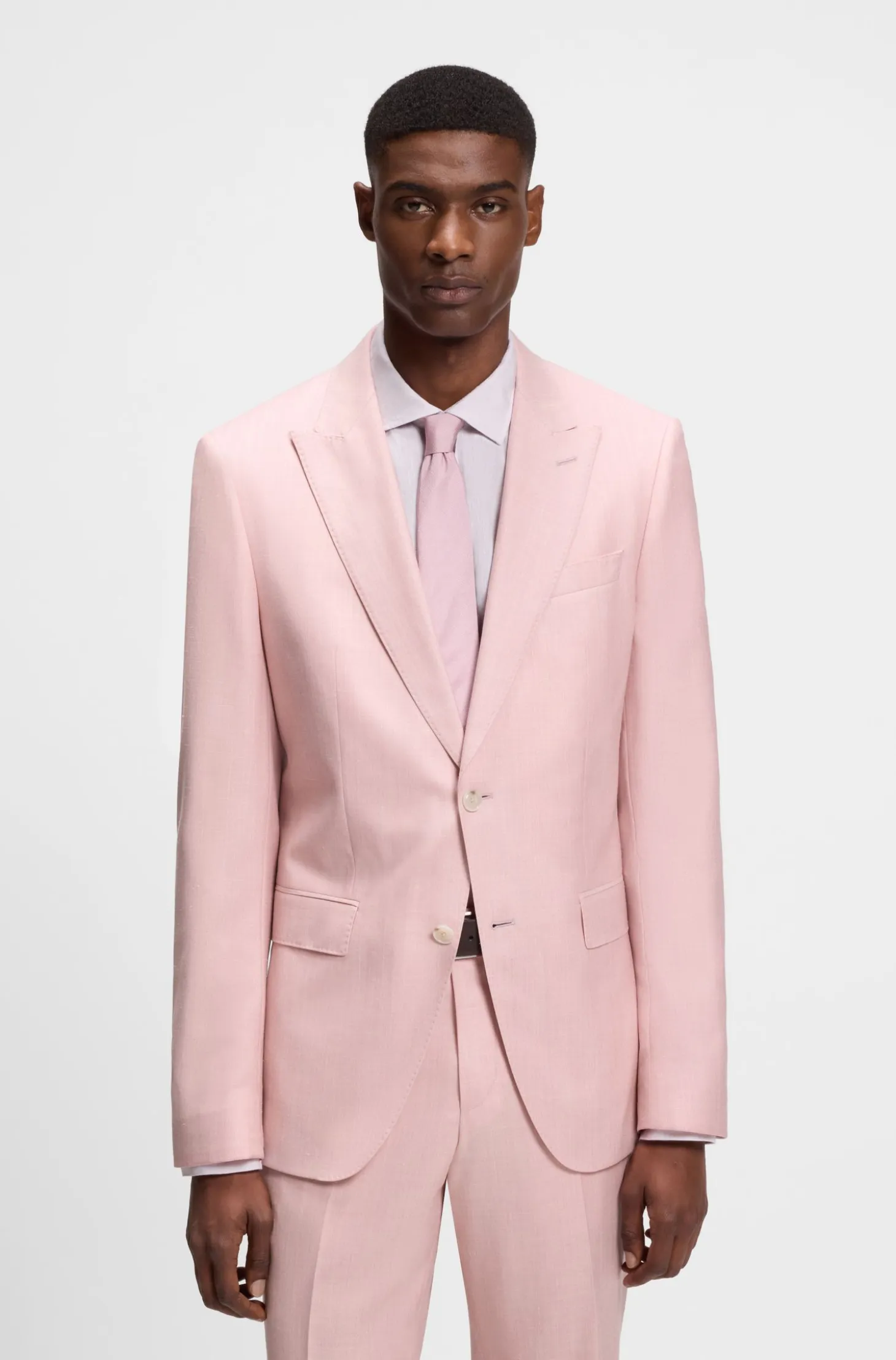 BOSS ONE Slim-fit suit jacket in wool, silk and linen