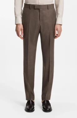 BOSS ONE Slim-fit suit trousers in wool, silk and linen