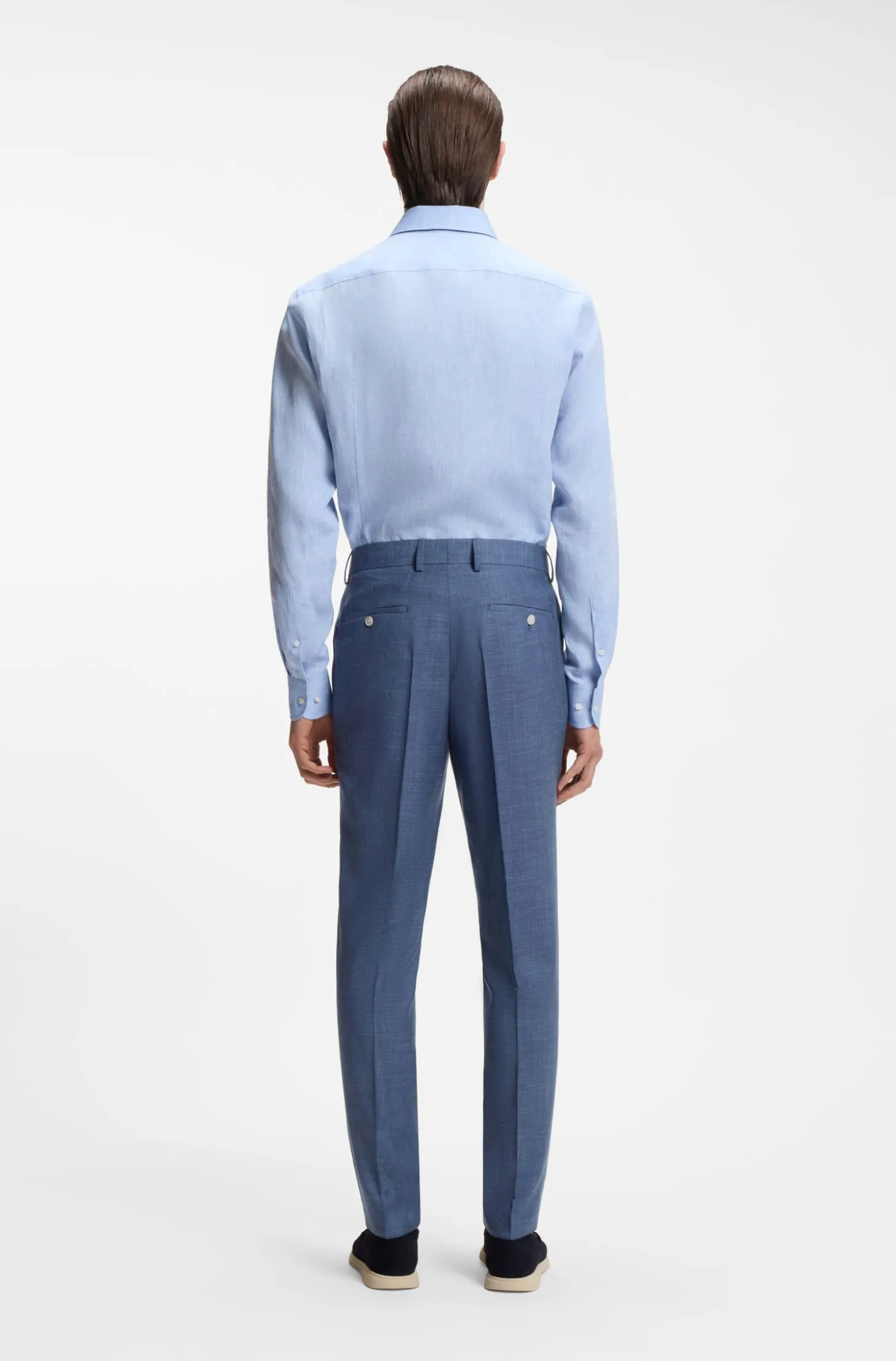 BOSS ONE Slim-fit suit trousers in wool, silk and linen