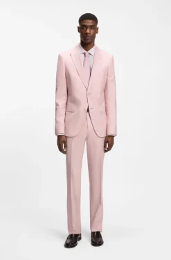BOSS ONE Slim-fit suit trousers in wool, silk and linen