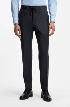 BOSS ONE Slim-fit trousers in virgin-wool serge