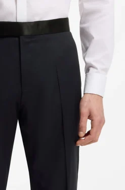 BOSS ONE Slim-fit tuxedo trousers in virgin-wool serge