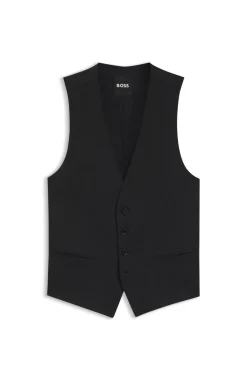 BOSS ONE Slim-fit waistcoat in virgin-wool serge