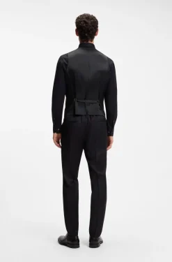 BOSS ONE Slim-fit waistcoat in virgin-wool serge