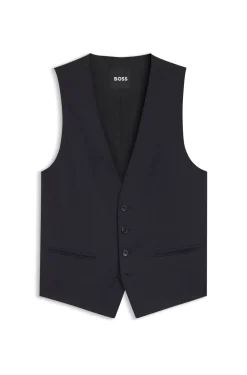 BOSS ONE Slim-fit waistcoat in virgin-wool serge