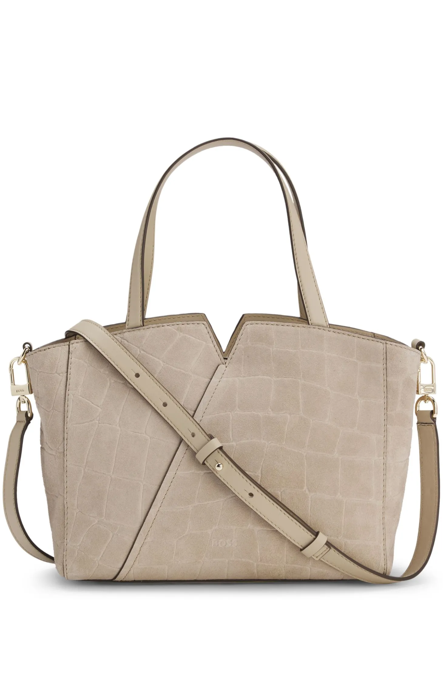 BOSS Revers printed-suede tote bag with belt detail