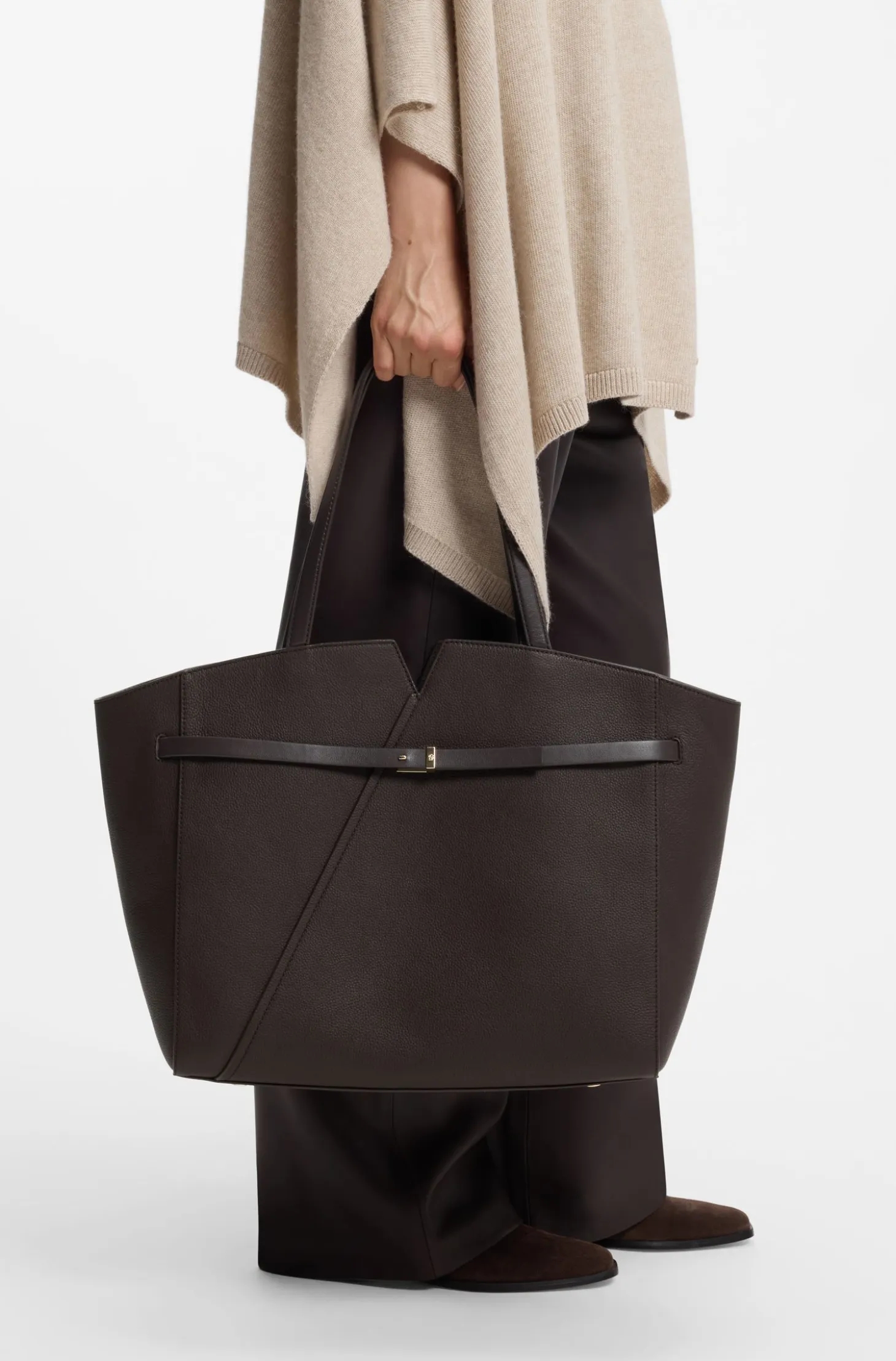 BOSS Revers tote bag in leather with belt detail