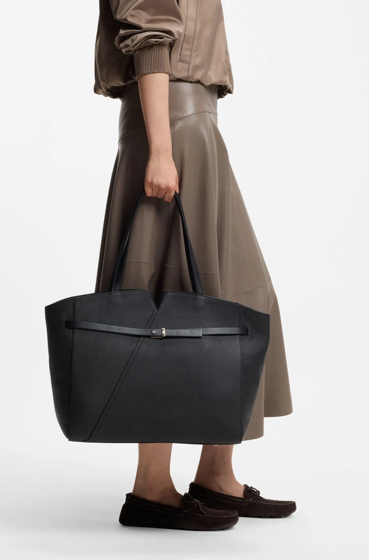 BOSS Revers tote bag in leather with belt detail