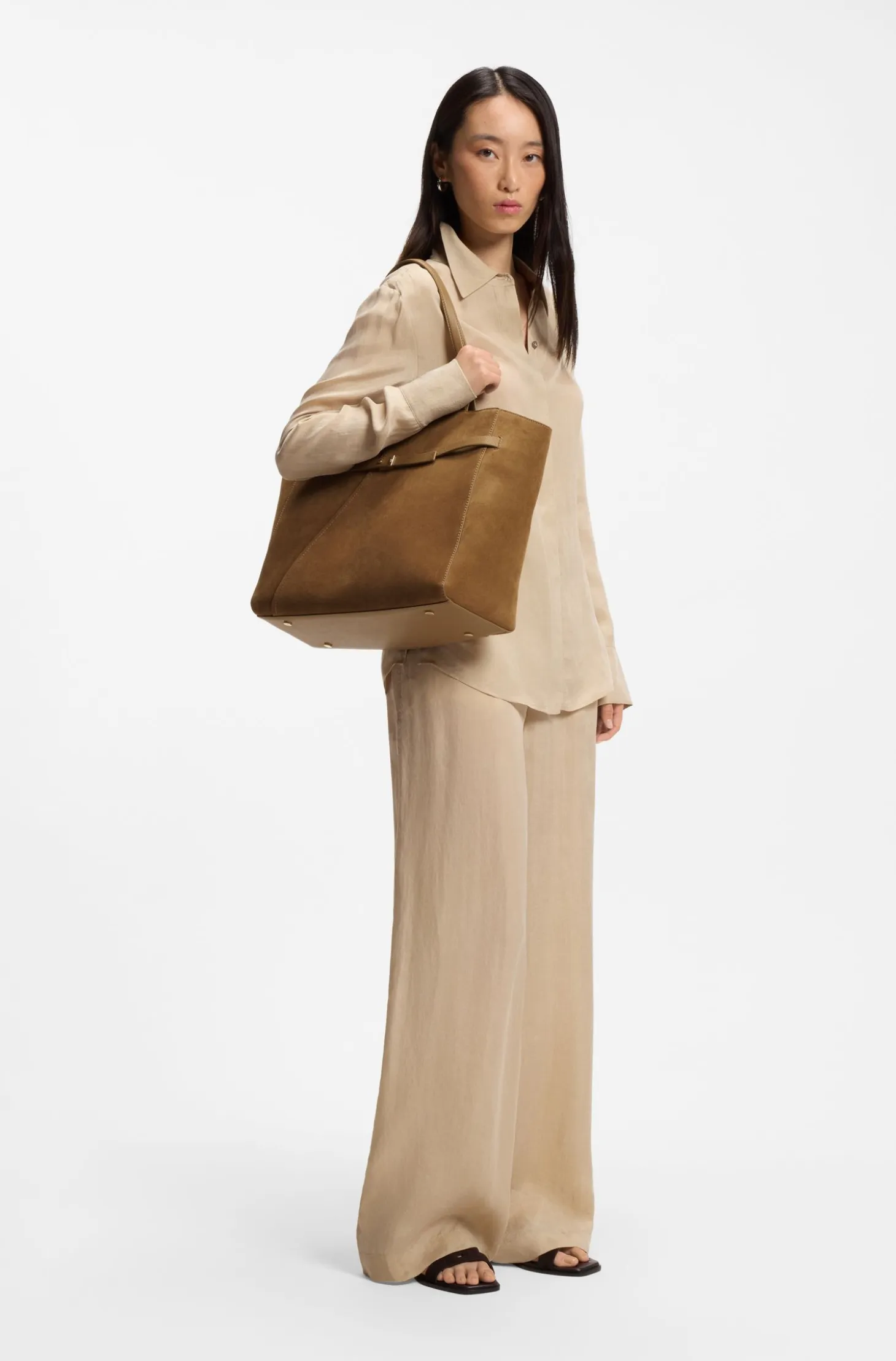 BOSS Revers tote bag in suede with belt detail