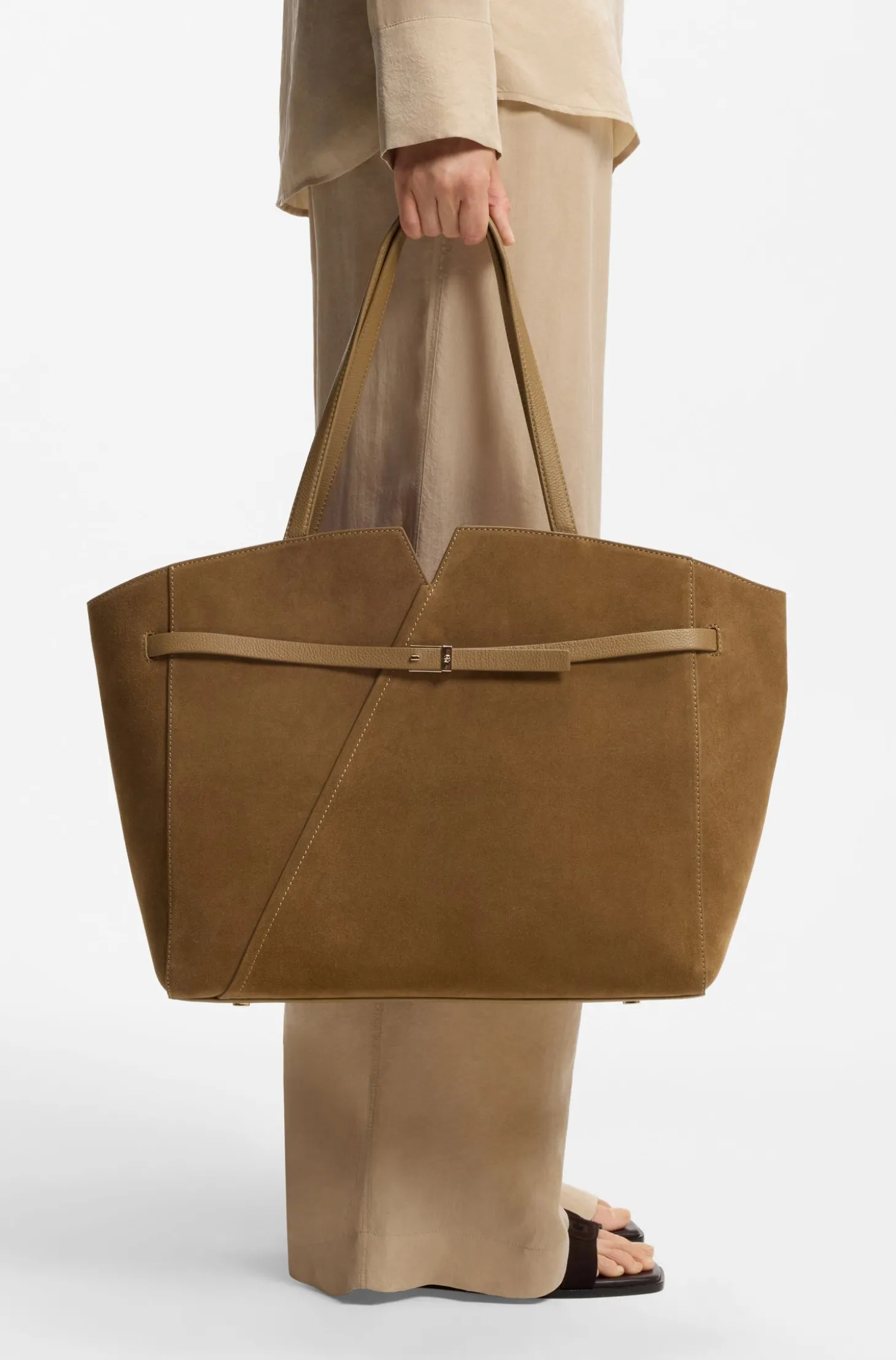 BOSS Revers tote bag in suede with belt detail