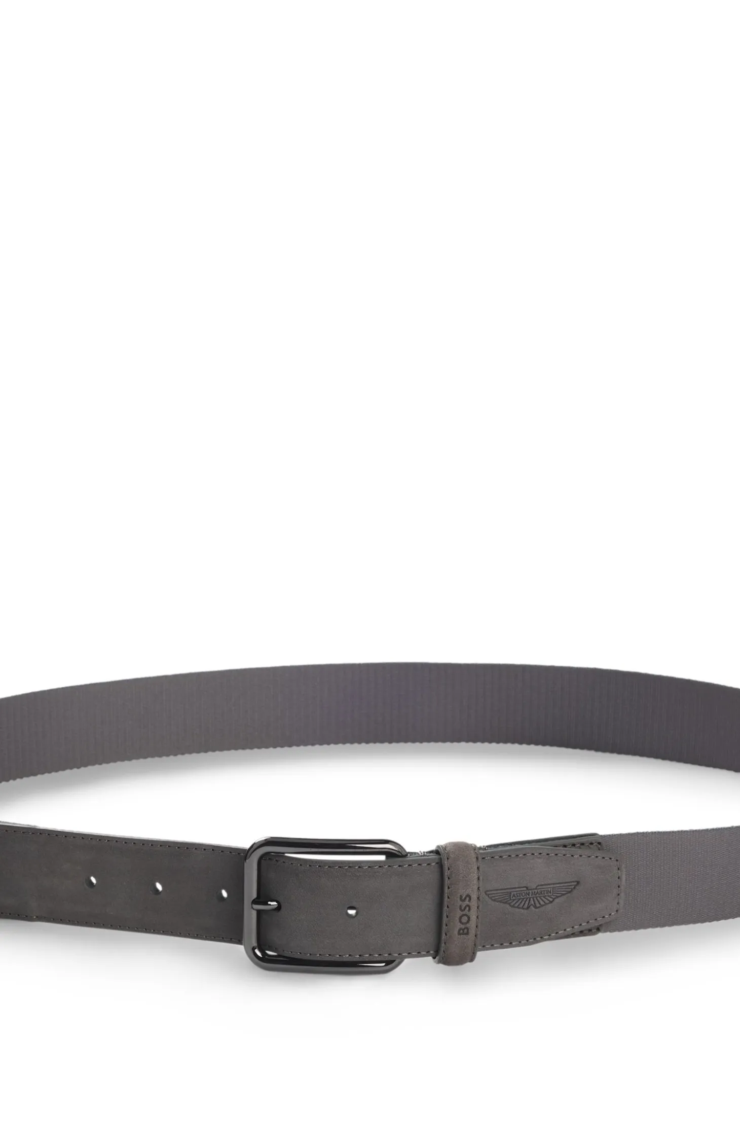 BOSS x ASTON MARTIN belt in nubuck leather with webbing