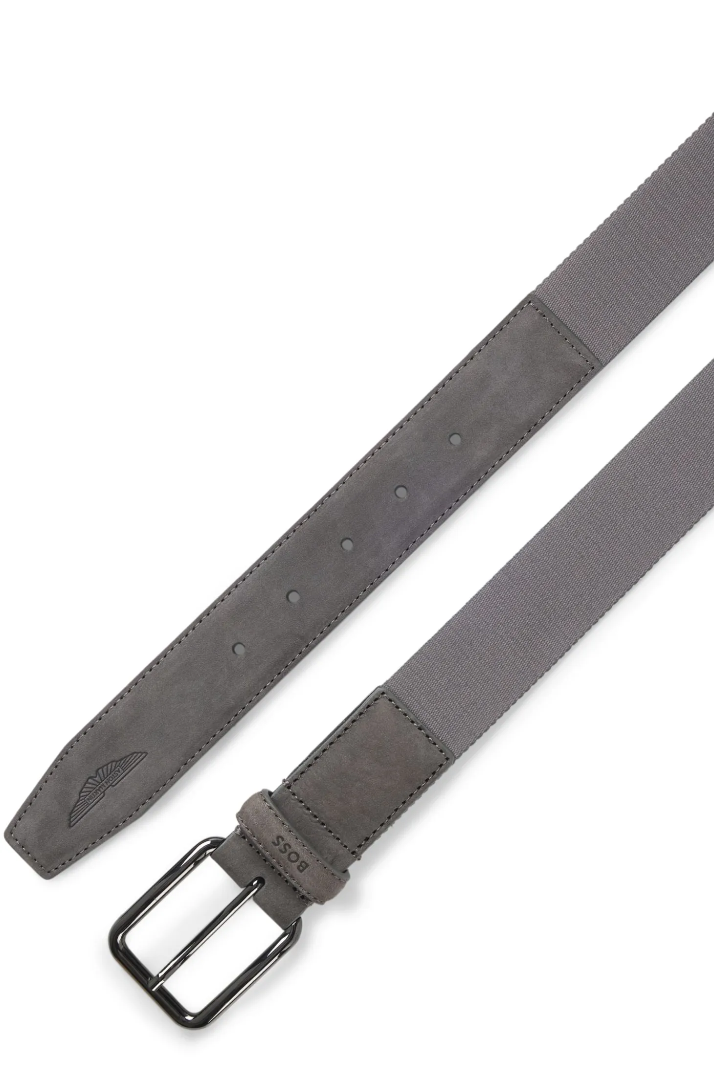 BOSS x ASTON MARTIN belt in nubuck leather with webbing