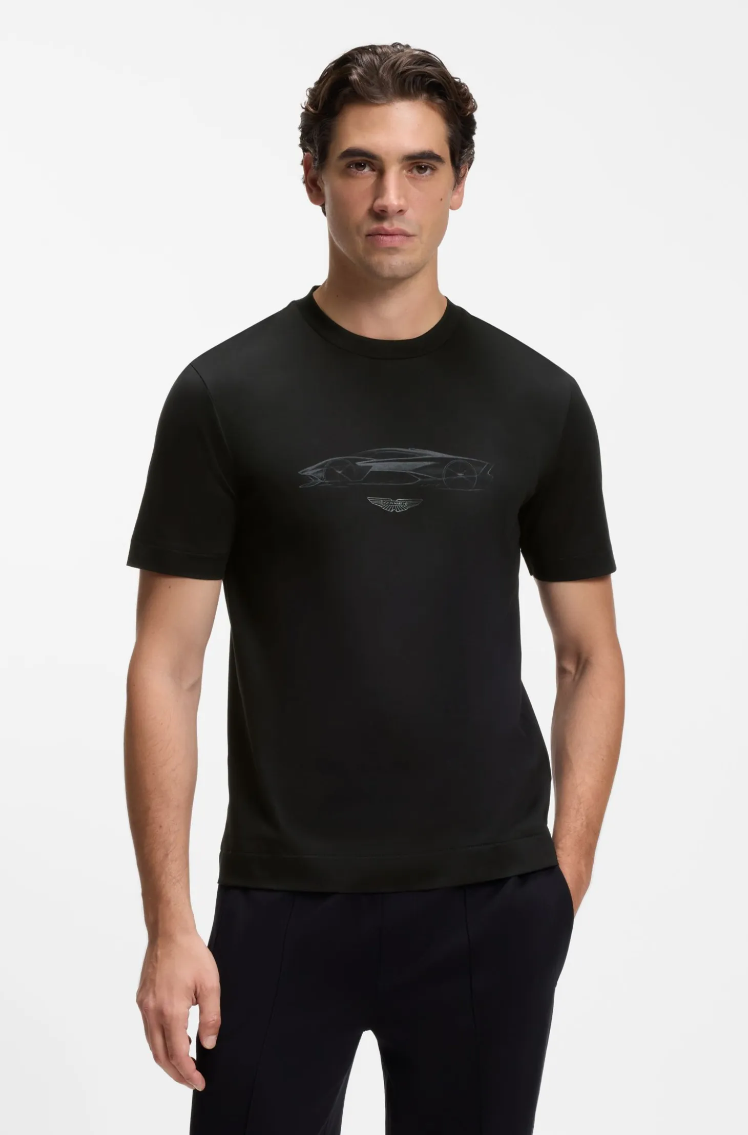 BOSS x ASTON MARTIN cotton T-shirt with car graphic