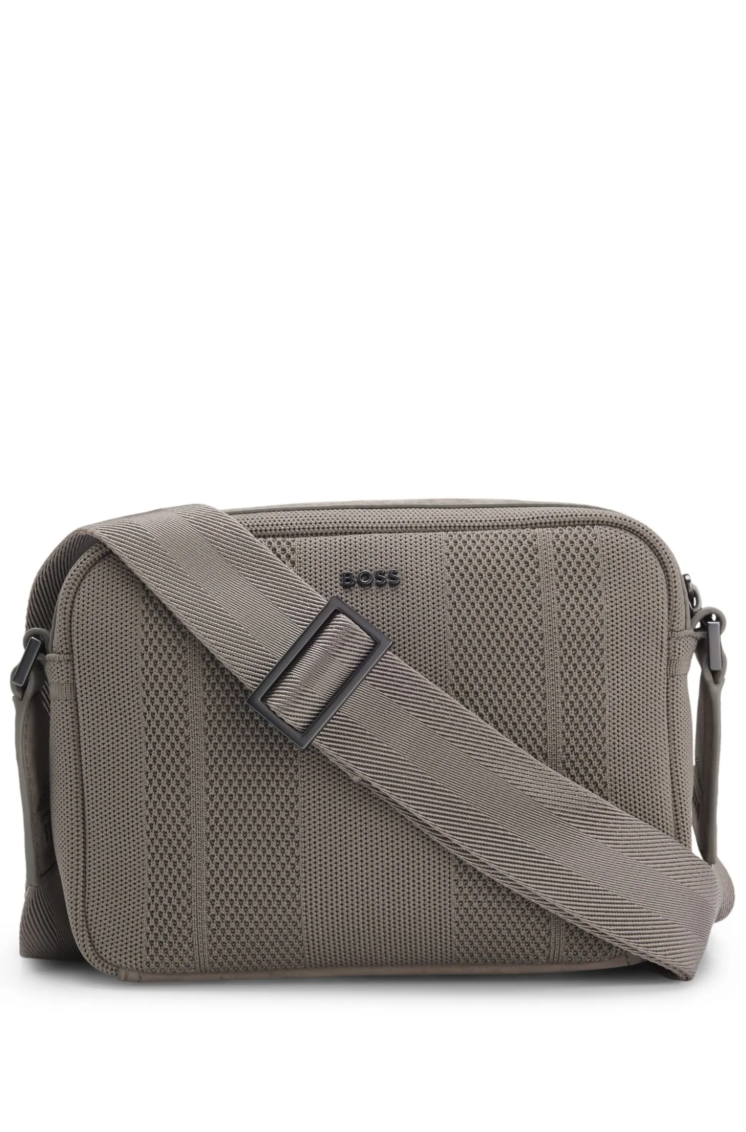 BOSS x ASTON MARTIN knitted crossbody bag with suede trims