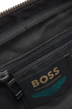 BOSS x ASTON MARTIN knitted crossbody bag with suede trims