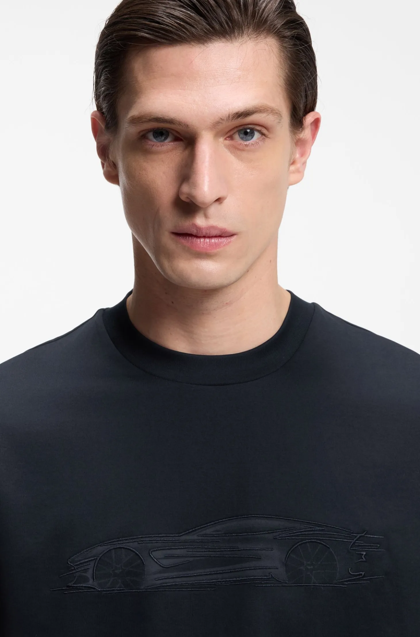 BOSS x ASTON MARTIN mercerised-cotton T-shirt with car artwork