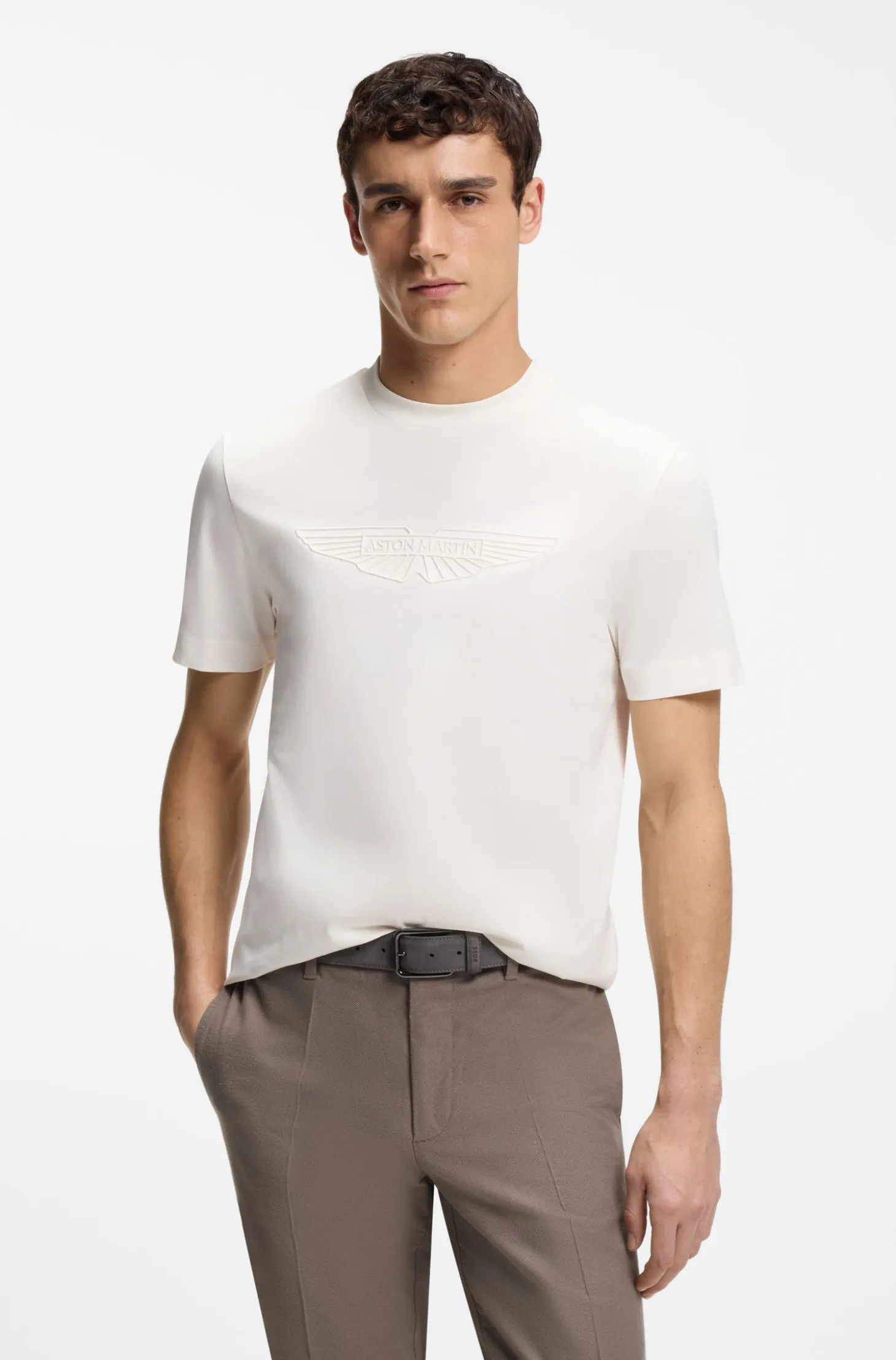 BOSS x ASTON MARTIN mercerised-cotton T-shirt with wing detail
