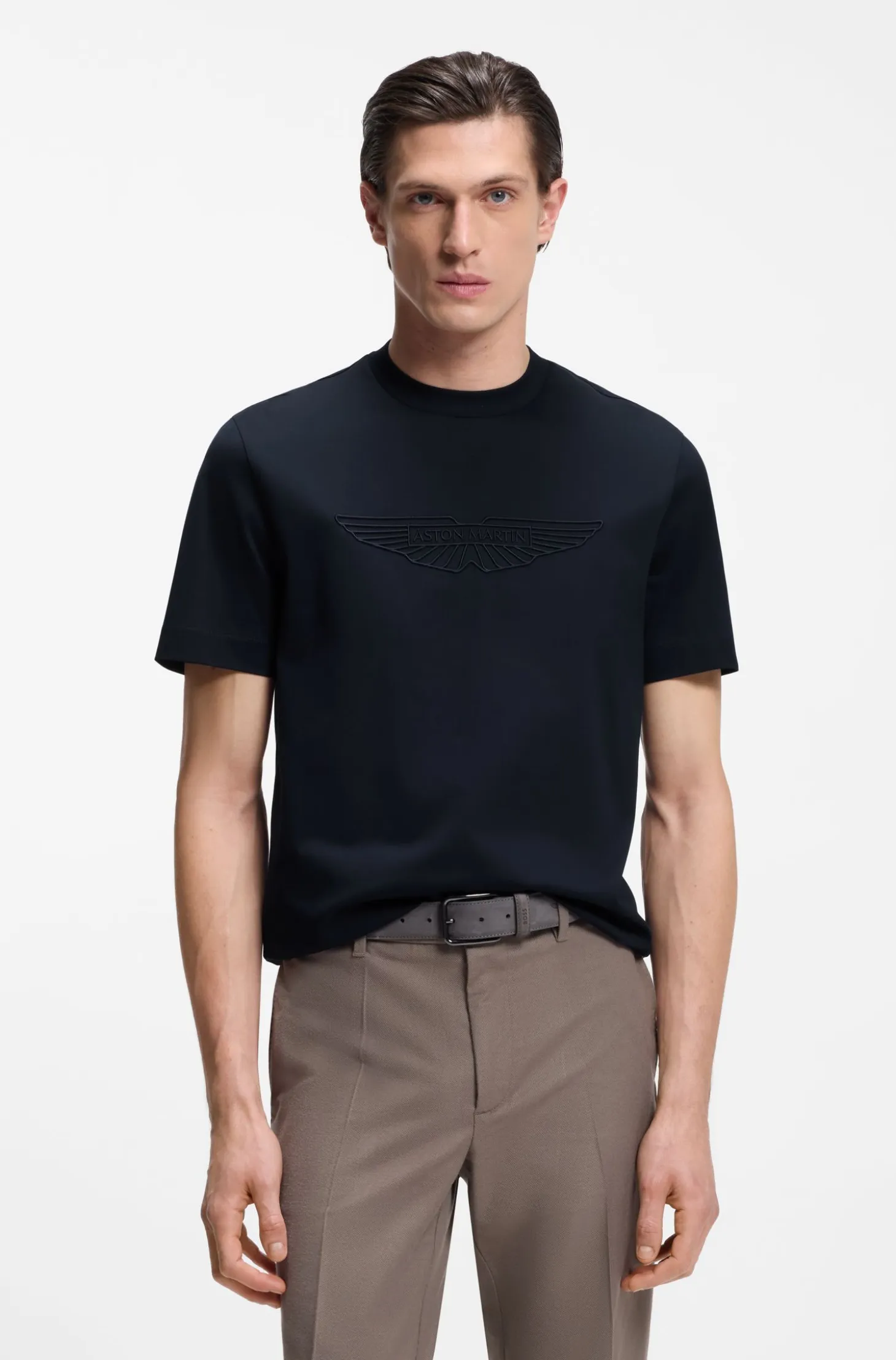 BOSS x ASTON MARTIN mercerised-cotton T-shirt with wing detail