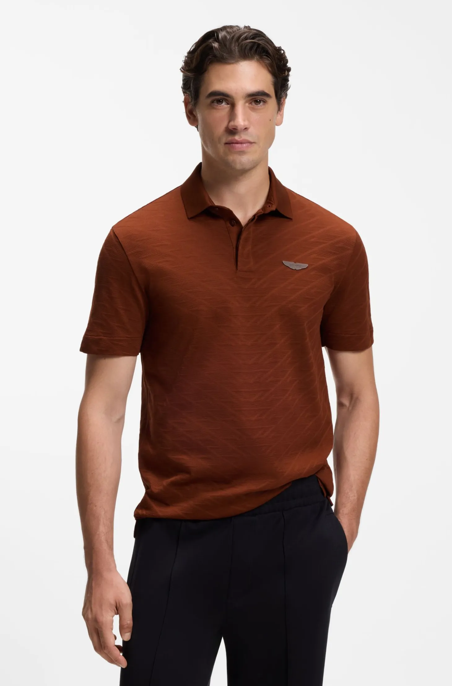 BOSS x ASTON MARTIN polo shirt in mercerised cotton jacquard
