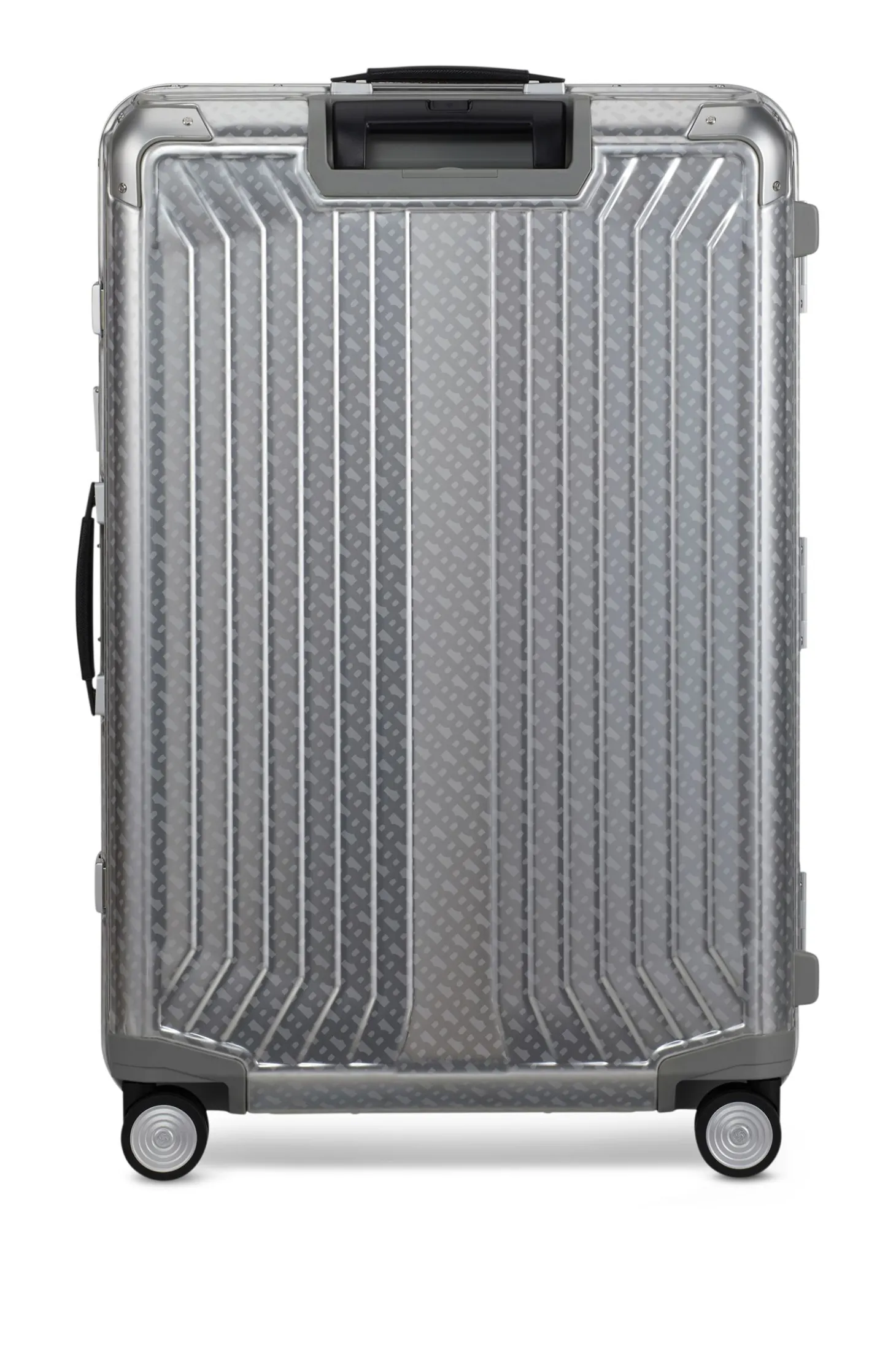 BOSS x Samsonite silver aluminium suitcase 76cm