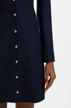 Bouclé dress with gold-tone buttons