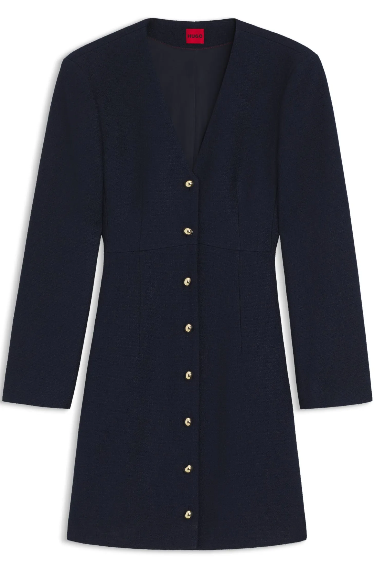 Bouclé dress with gold-tone buttons