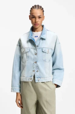 Boxy-fit jacket in blue rigid denim
